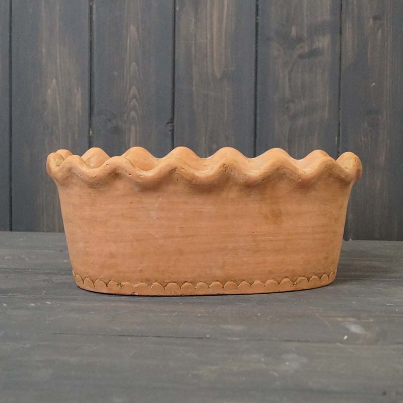 Terracotta Oval Tapered Cement Bowl (D26.5x14.2cm) detail page